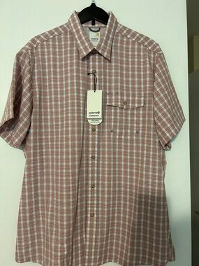 Solaris Men’s outdoor Short-Sleeve Plaid Shirt - Pinkish/White